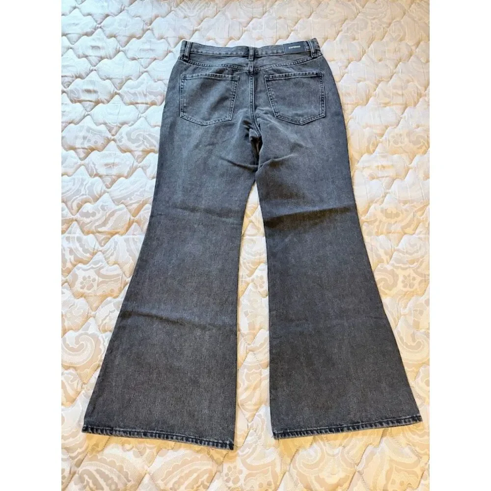Express ‘70s Flare Mid Rise Jeans Size 6S – Dark Gray NWT Women’s